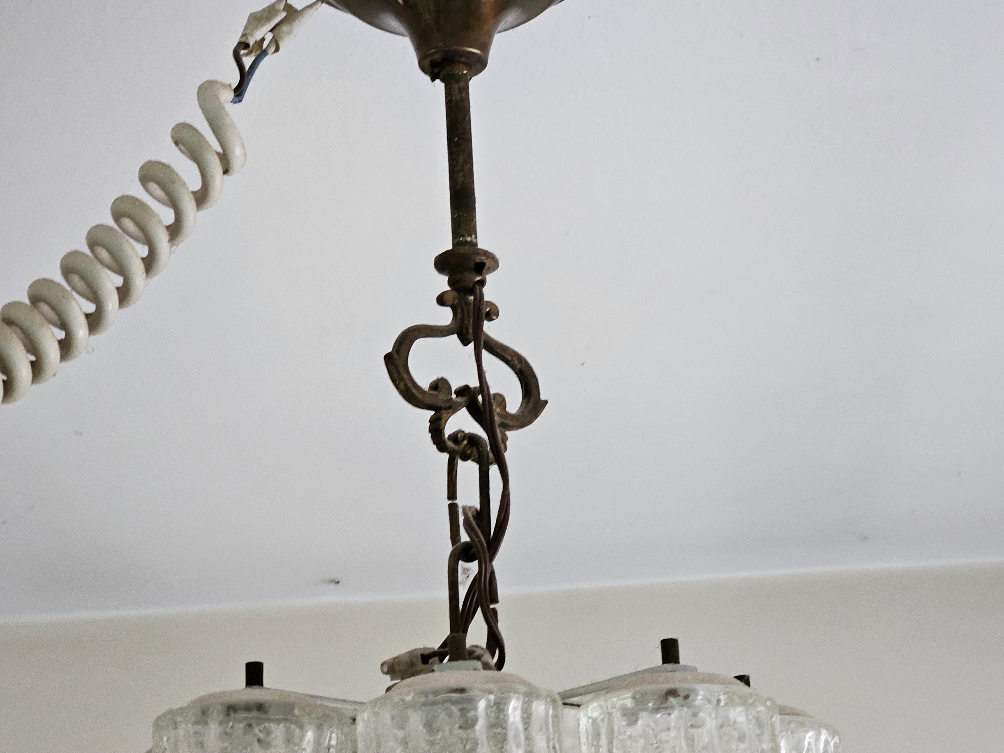 1970s Murano glass tubular chandelier For Sale 4