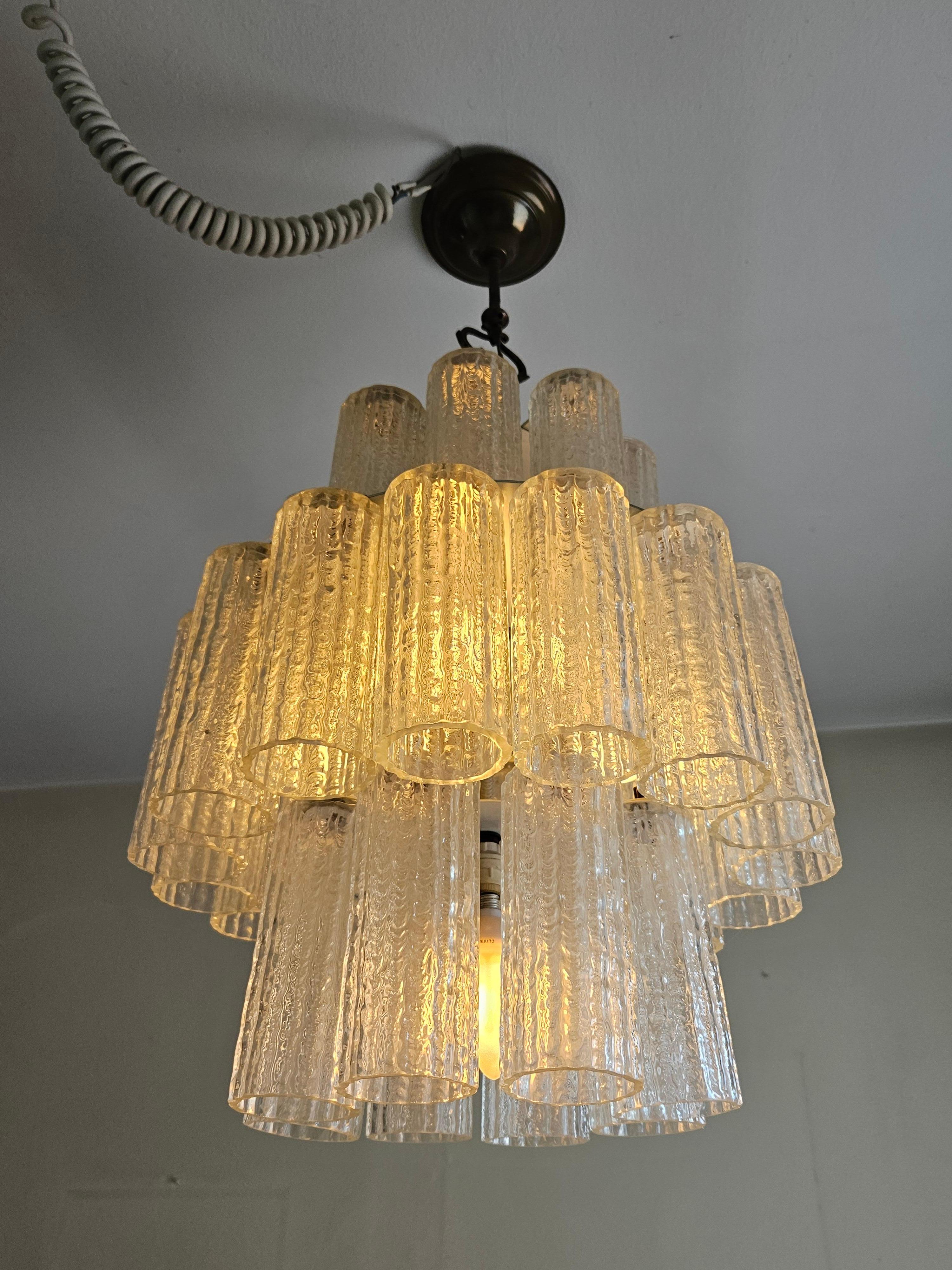 1970s Murano glass tubular chandelier For Sale 7