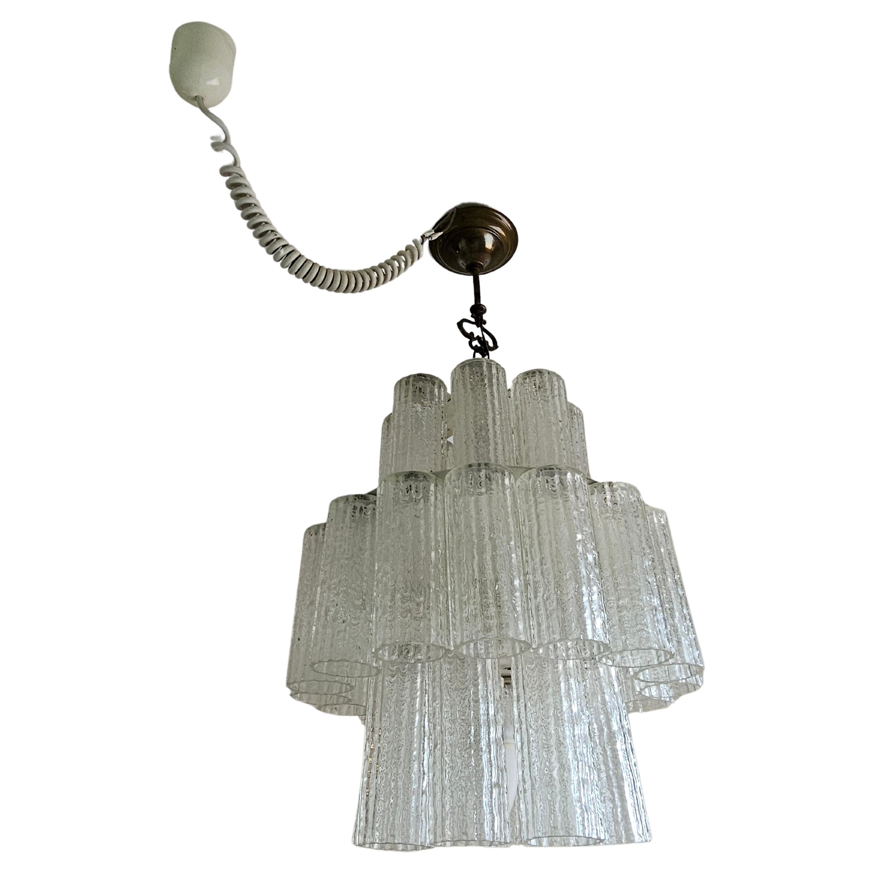 1970s Murano glass tubular chandelier For Sale