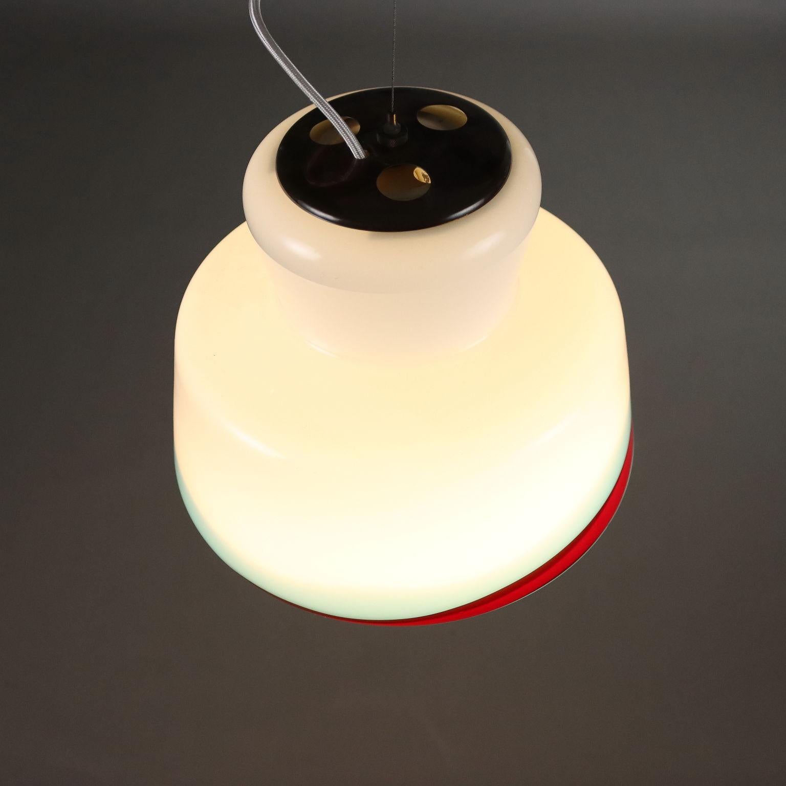 Lampadario un vetro soffiato bianco Anni 60 In condizioni buone in vendita a Milano, IT