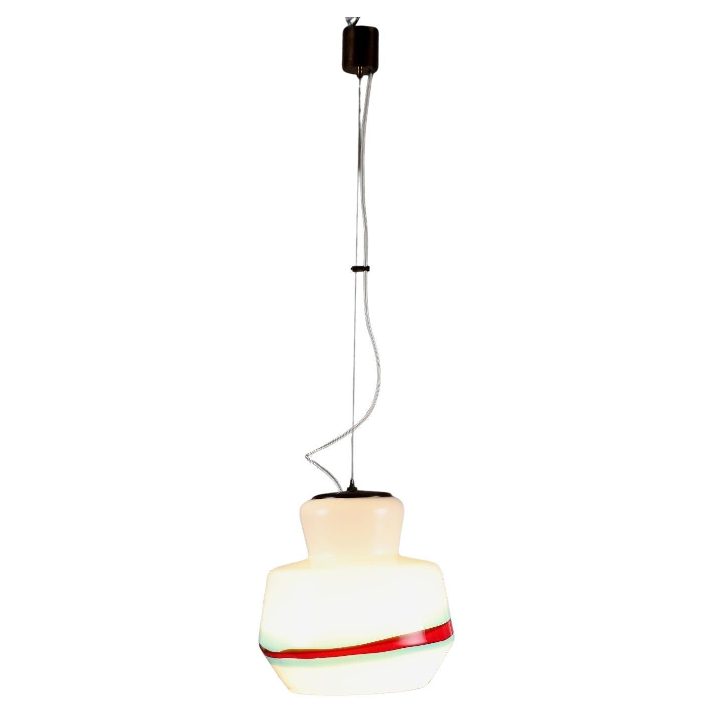Chandelier a white blown glass 1960s