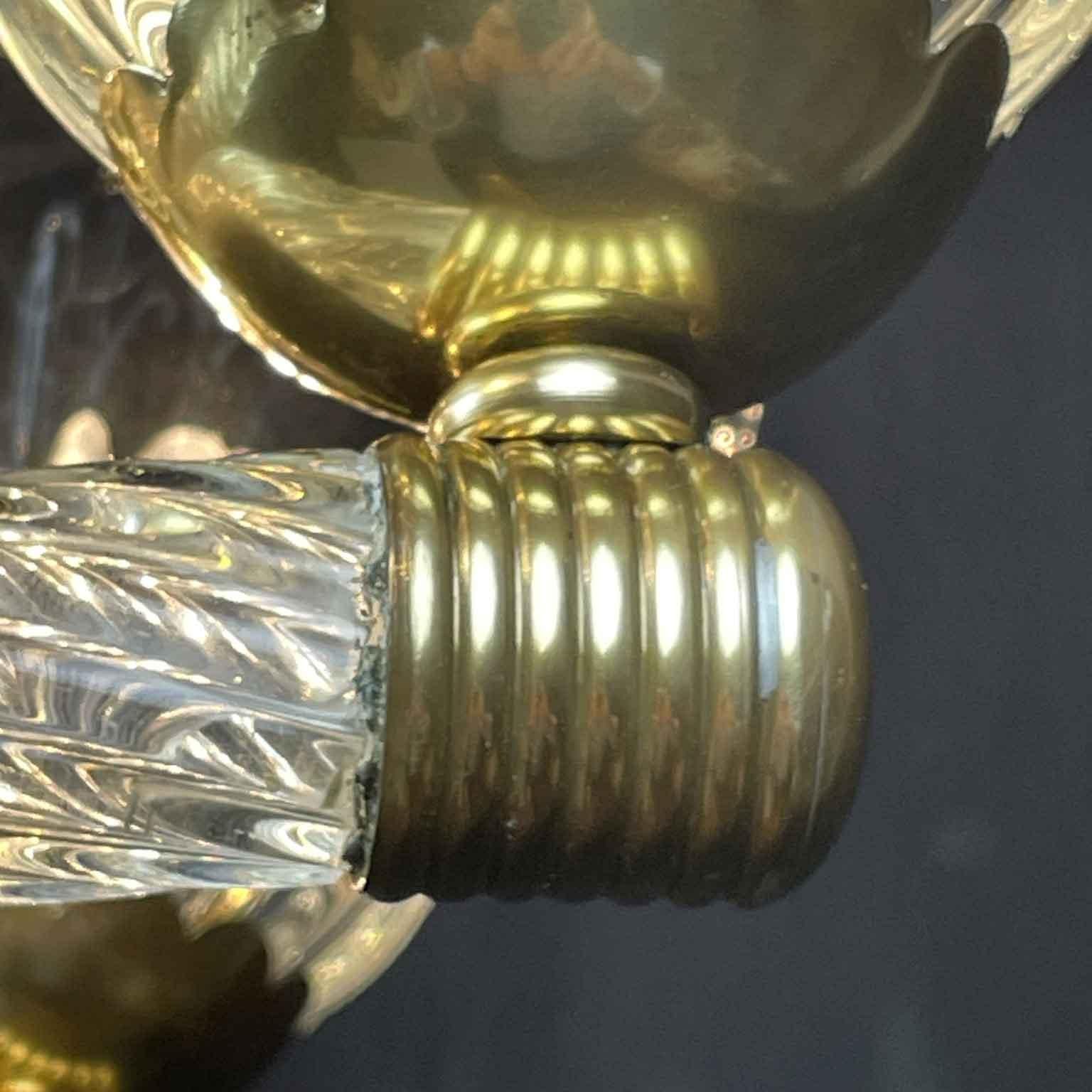 Vetro artistico Lampadario Veneziano Barovier a Otto Luci in Vetro di Murano Art Deco XX Secolo in vendita