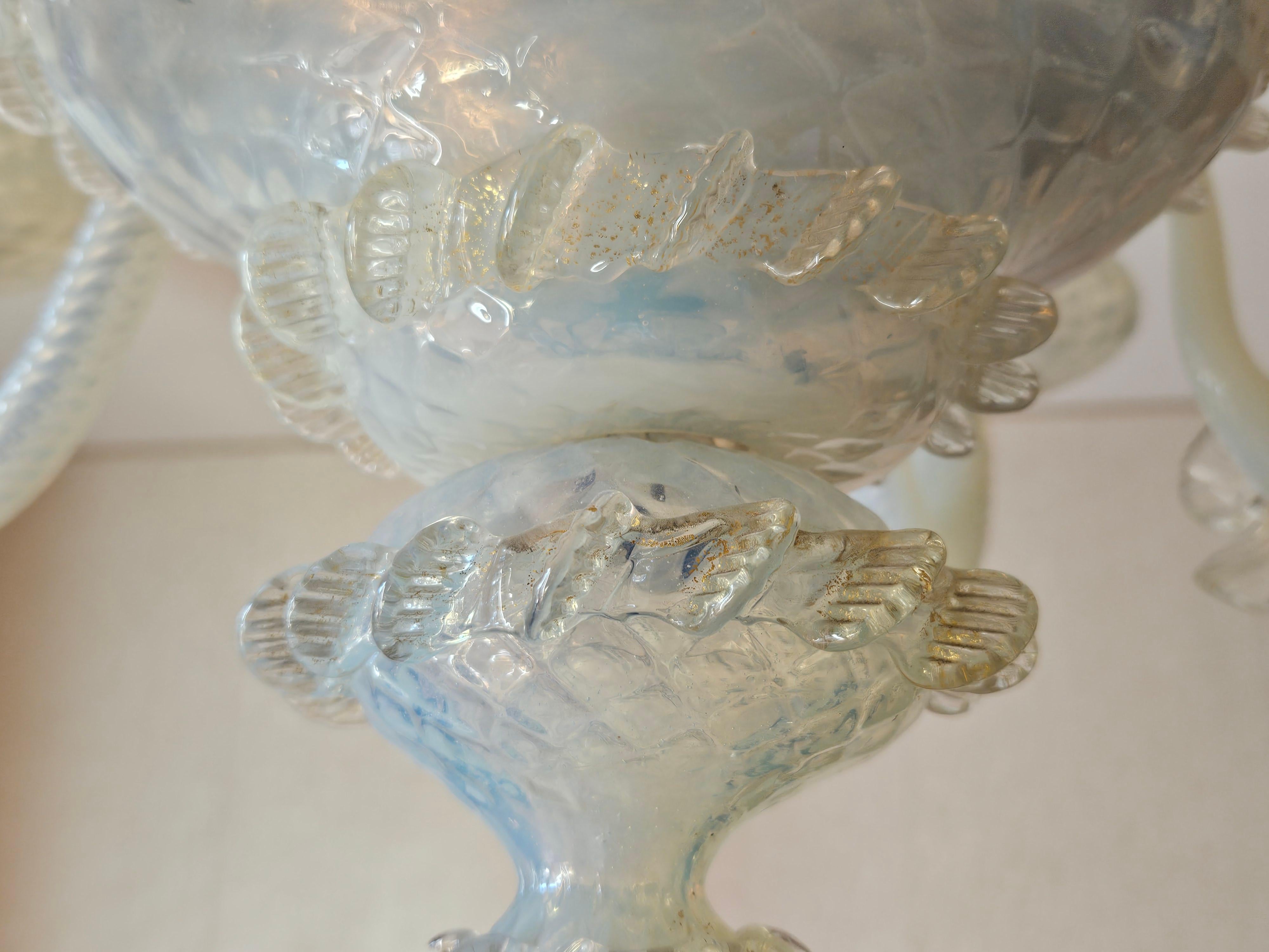 Venetian Murano glass chandelier decorated with flowers and with six points of light For Sale 7