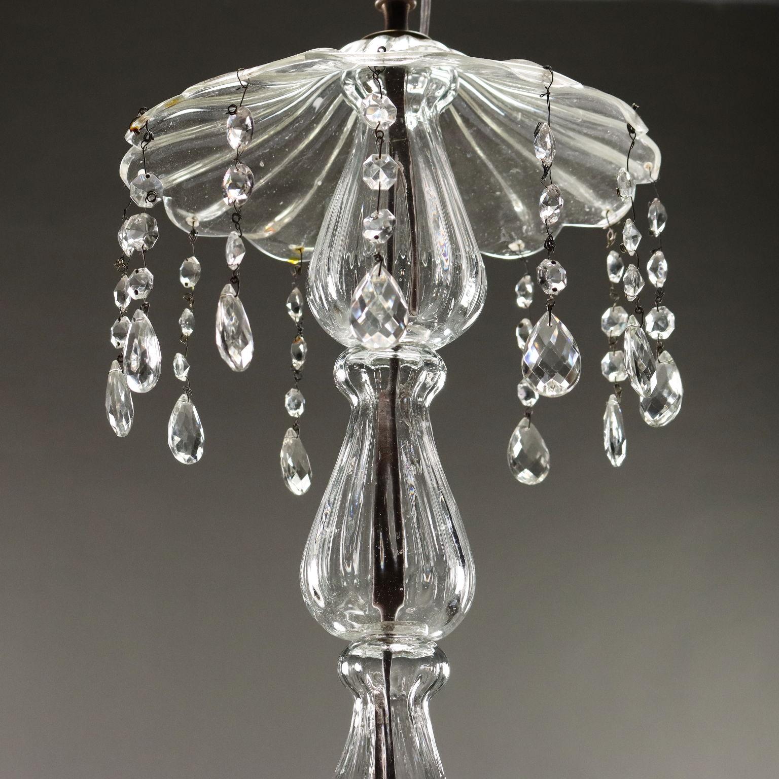 Italian Lampadario Veneziano in vetro soffiato Murano, metà XIX Secolo For Sale