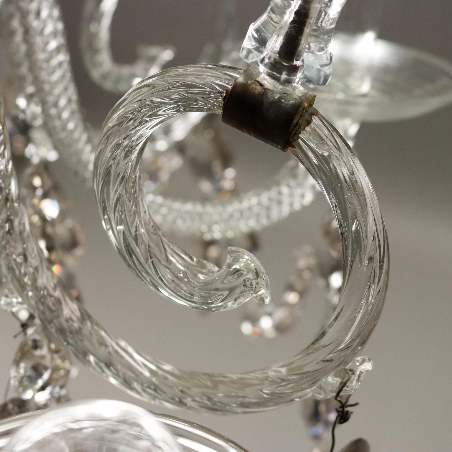 19th Century Lampadario Veneziano in vetro soffiato Murano, metà XIX Secolo For Sale