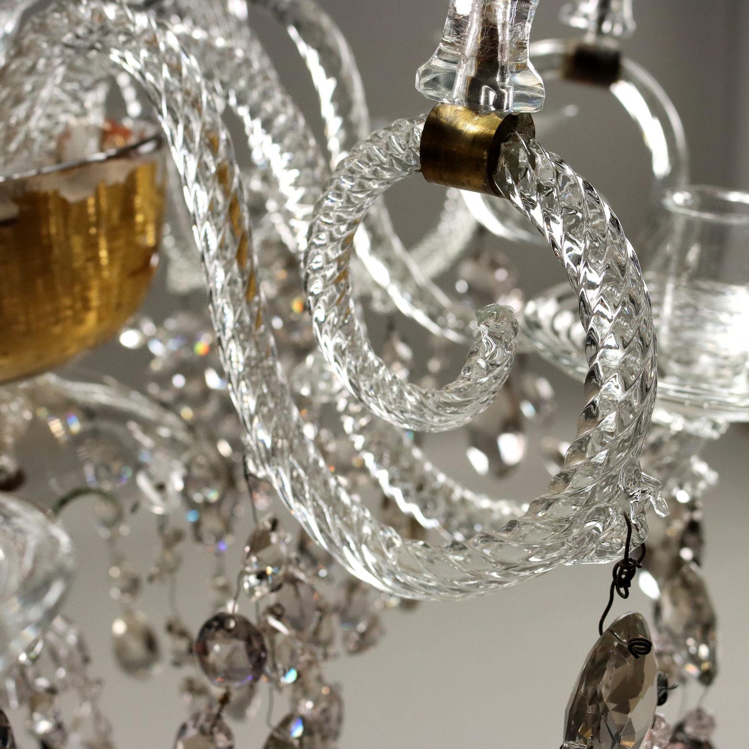 Blown Glass Lampadario Veneziano in vetro soffiato Murano, metà XIX Secolo For Sale