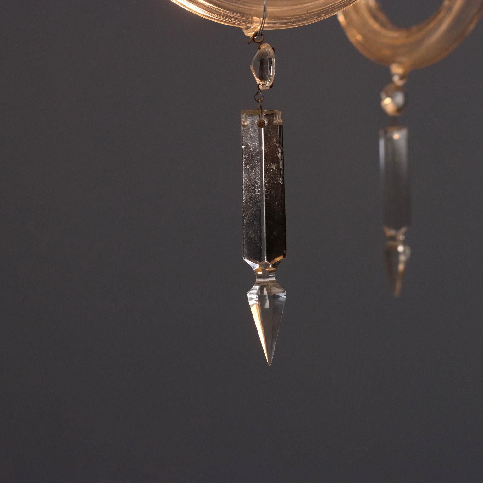 Lampadario Veneziano in Vetro soffiato trasparente Murano Fine XIX Secolo For Sale 2