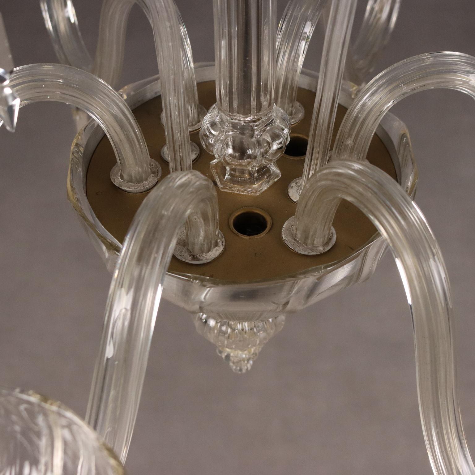 Lampadario Veneziano in Vetro soffiato trasparente Murano Fine XIX Secolo For Sale 7