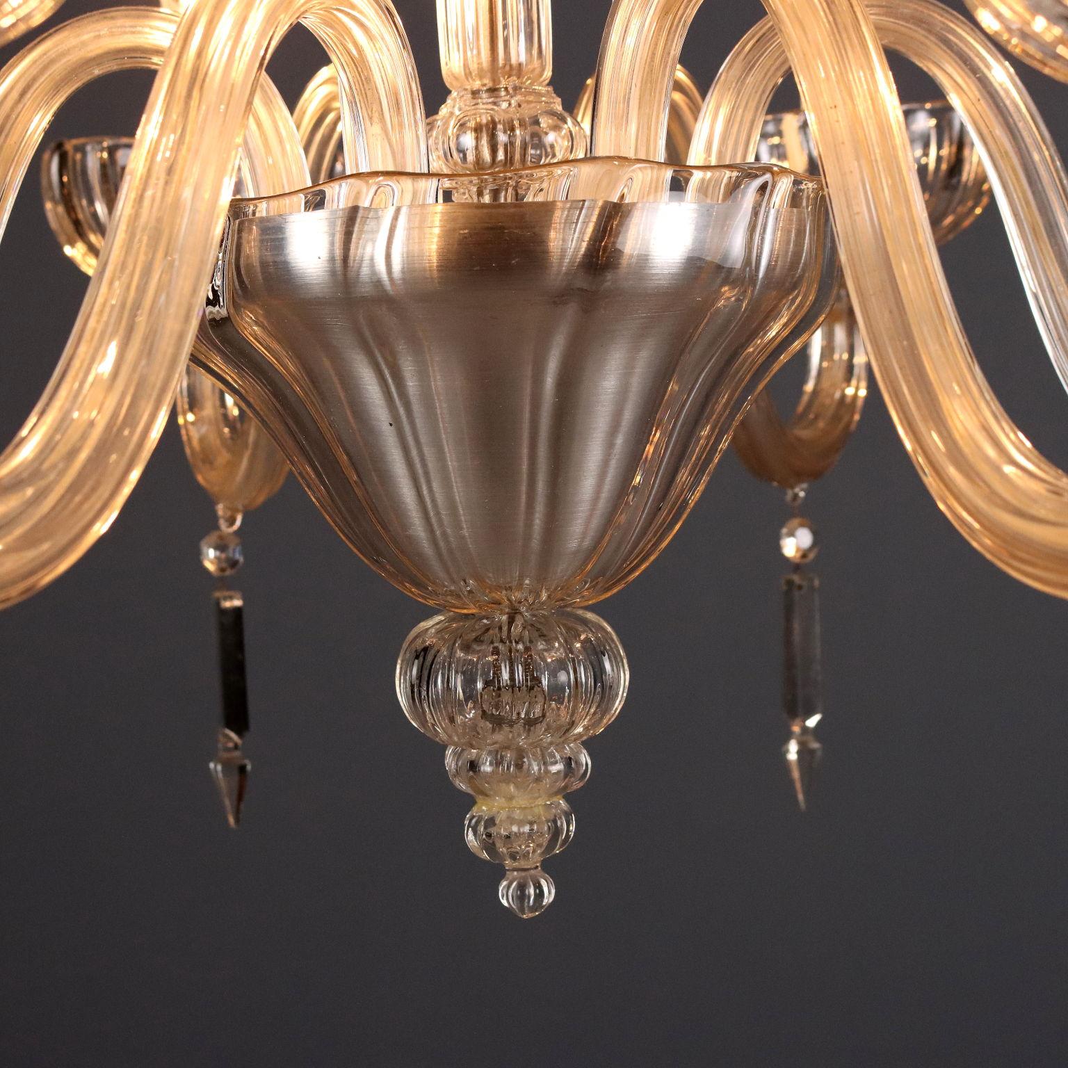 Murano Glass Lampadario Veneziano in Vetro soffiato trasparente Murano Fine XIX Secolo For Sale