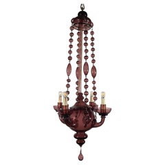 Lampadario Veneziano Vetro Murano Color Ametista Venini Style Quattro Luci 1930