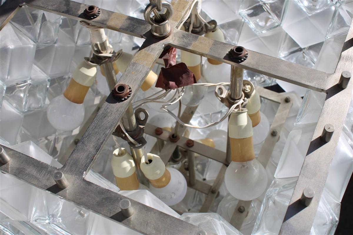 Lampadario Venini Cubi 1960 Vetro di Murano Trasparente Minimalista in vendita 5