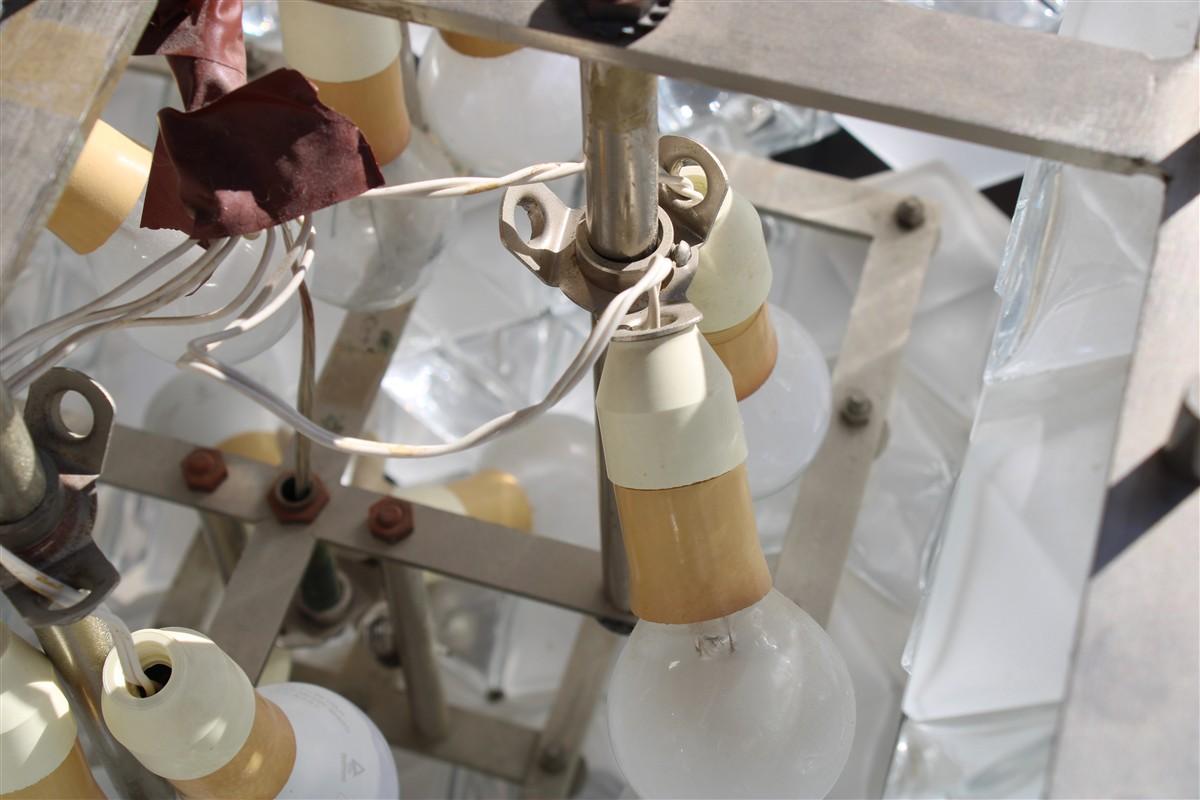 Lampadario Venini Cubi 1960 Vetro di Murano Trasparente Minimalista in vendita 6