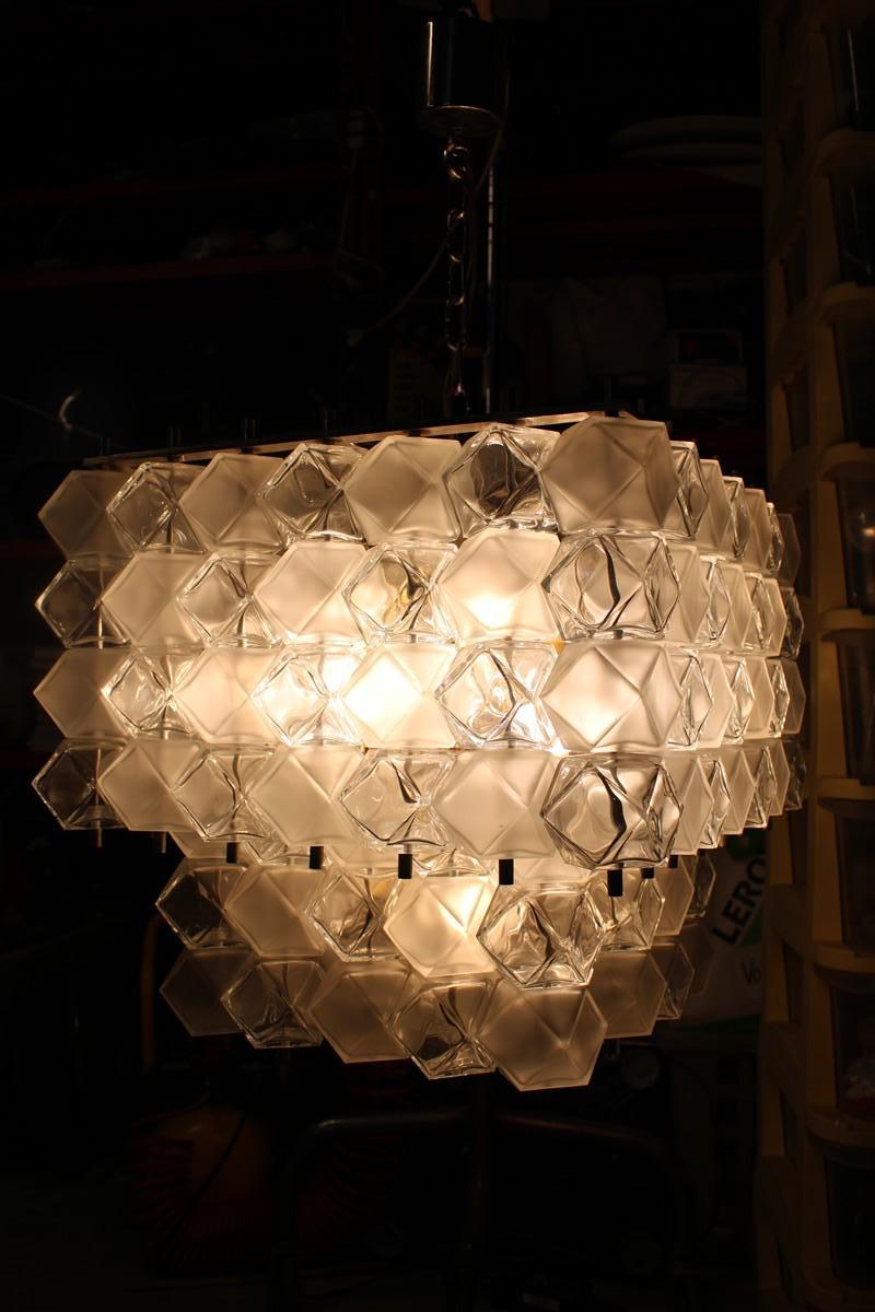 Lampadario Venini Cubi 1960 Vetro di Murano Trasparente Minimalista in vendita 12