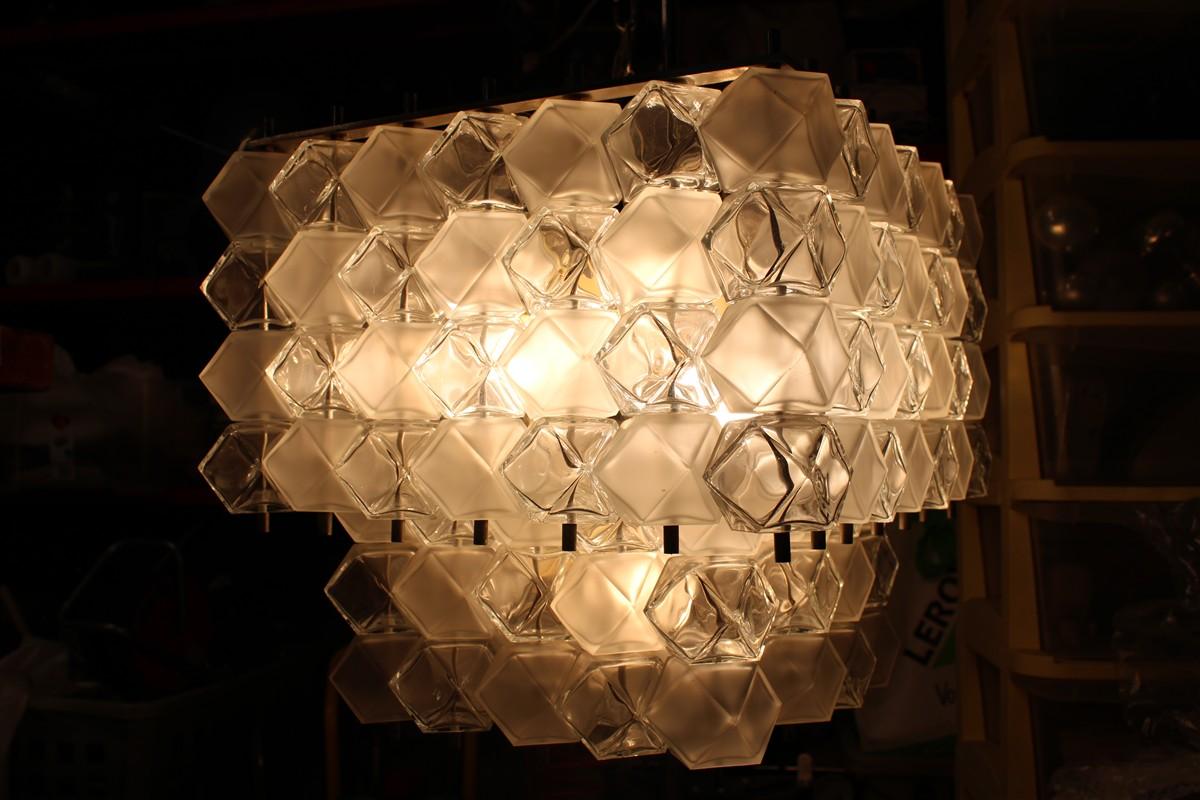Lampadario Venini Cubi 1960 Vetro di Murano Trasparente Minimalista in vendita 13