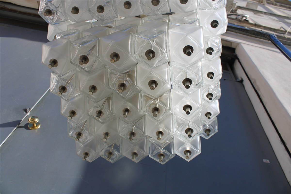 Lampadario Venini Cubi 1960 Vetro di Murano Trasparente Minimalista In condizioni buone in vendita a Palermo, Sicily
