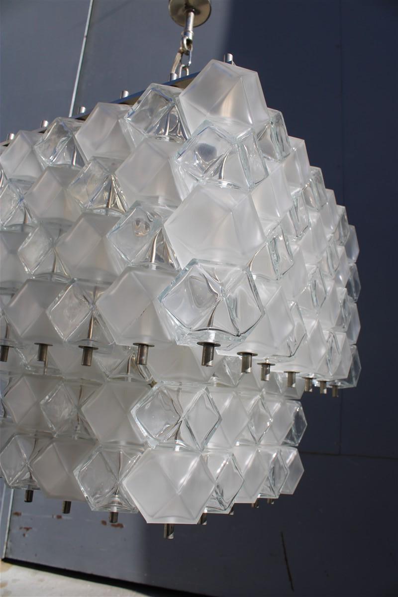 Lampadario Venini Cubi 1960 Vetro di Murano Trasparente Minimalista in vendita 1