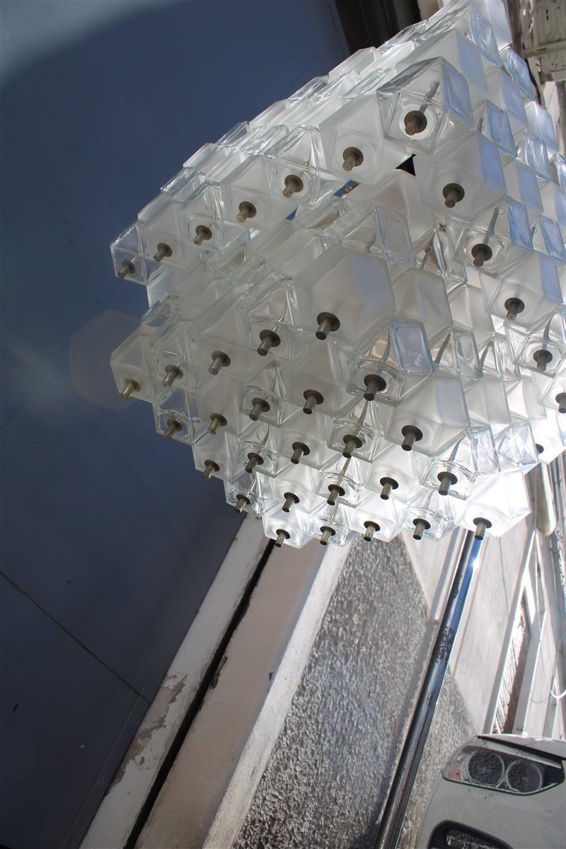 Lampadario Venini Cubi 1960 Vetro di Murano Trasparente Minimalista in vendita 2
