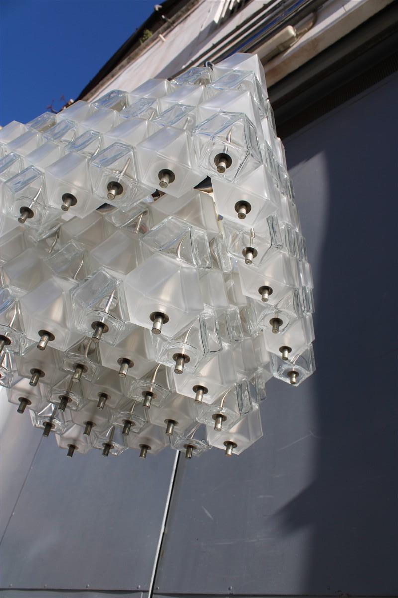 Lampadario Venini Cubi 1960 Vetro di Murano Trasparente Minimalista in vendita 3