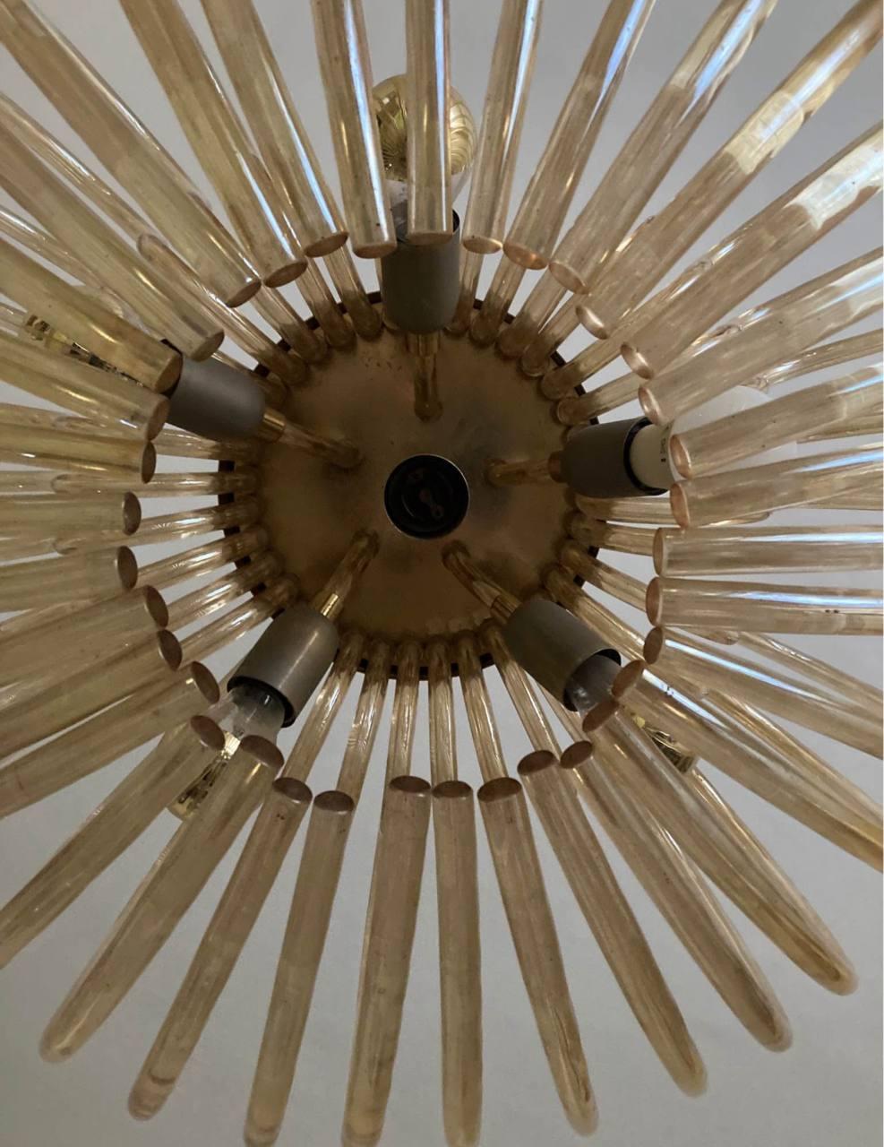 Venini mid-century Murano glass ''Champagne'' chandelier. 1