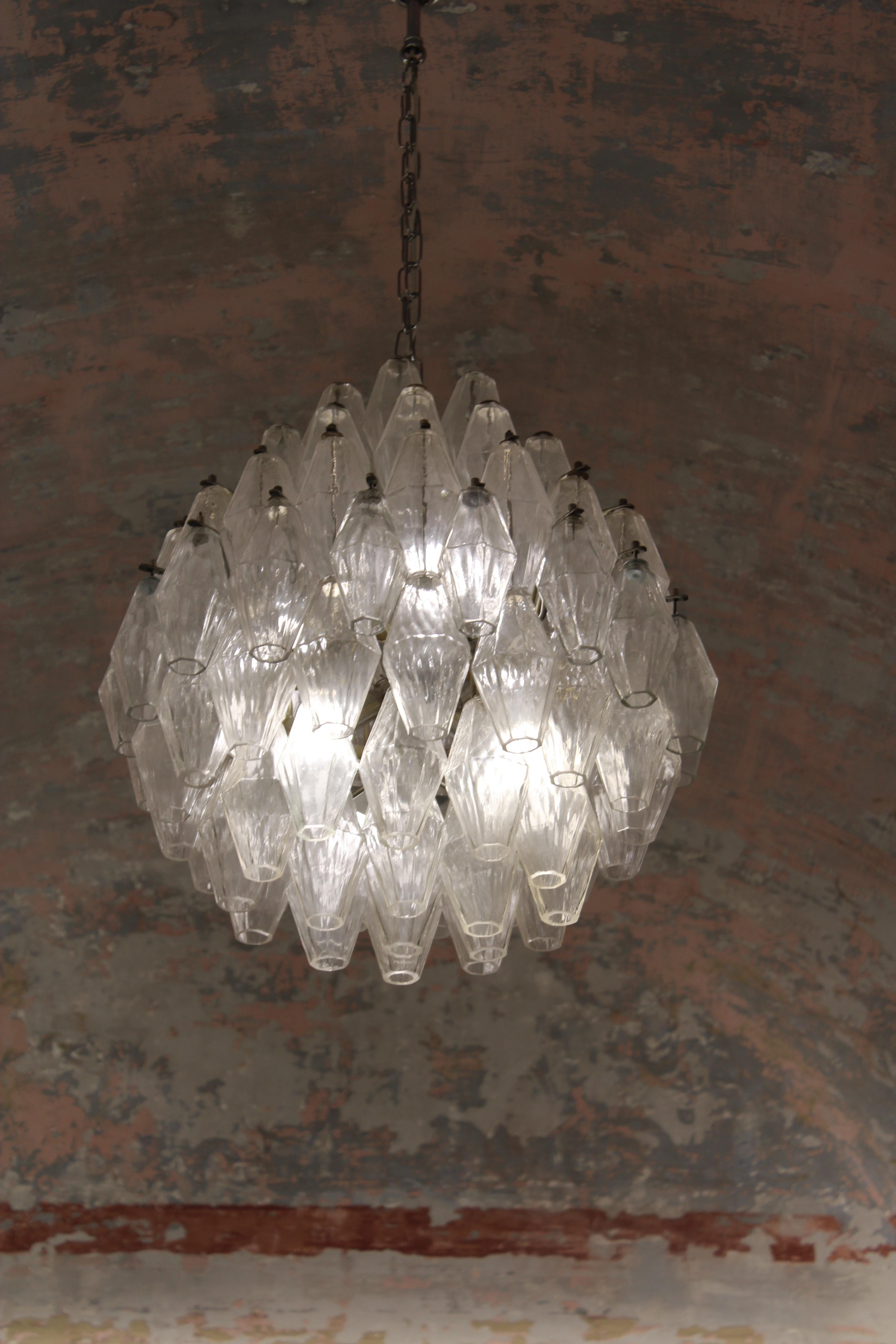 Mid-Century Modern Venini Poliedro Chandelier Carlo Scarpa Round 1950s For Sale