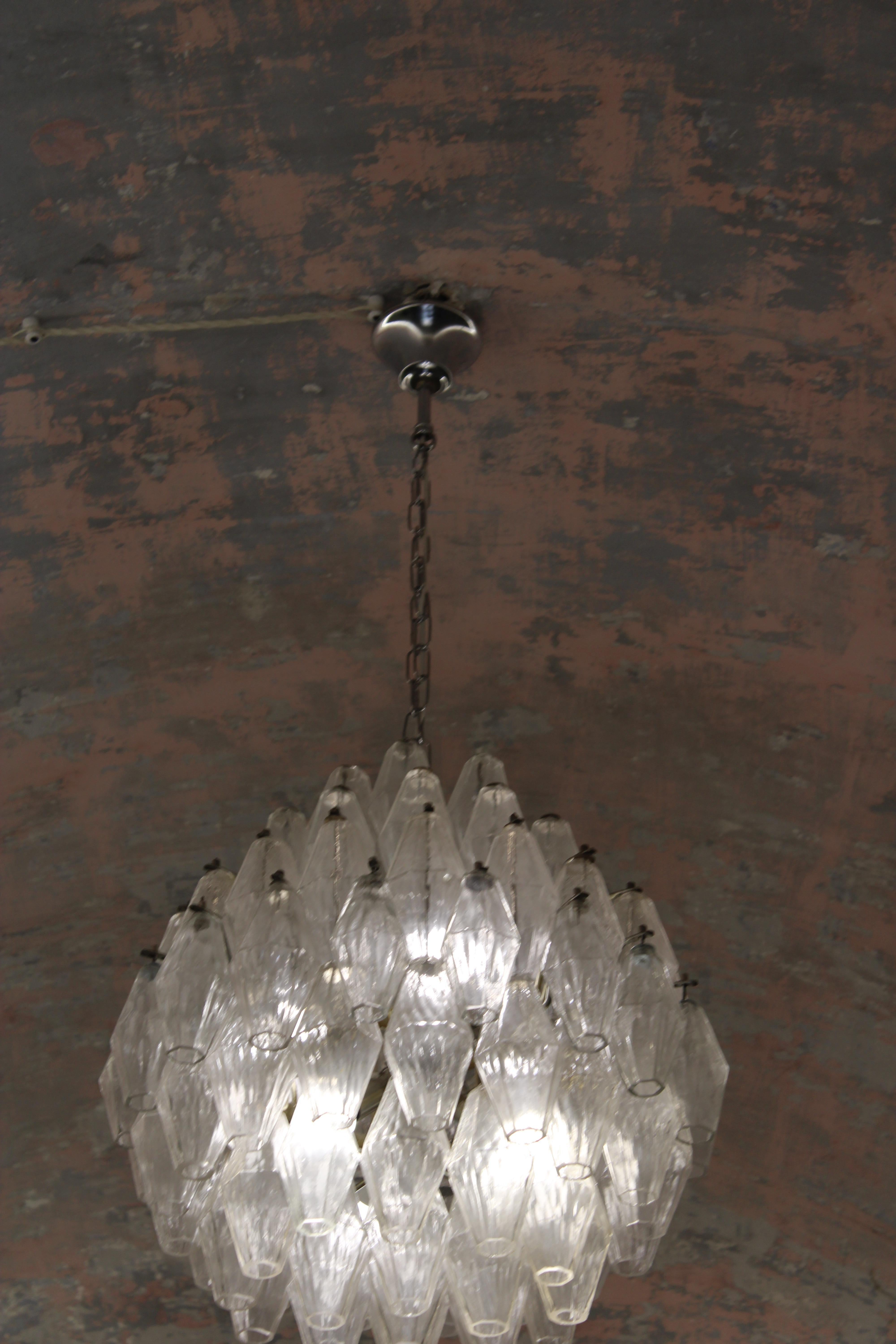 Italian Venini Poliedro Chandelier Carlo Scarpa Round 1950s For Sale