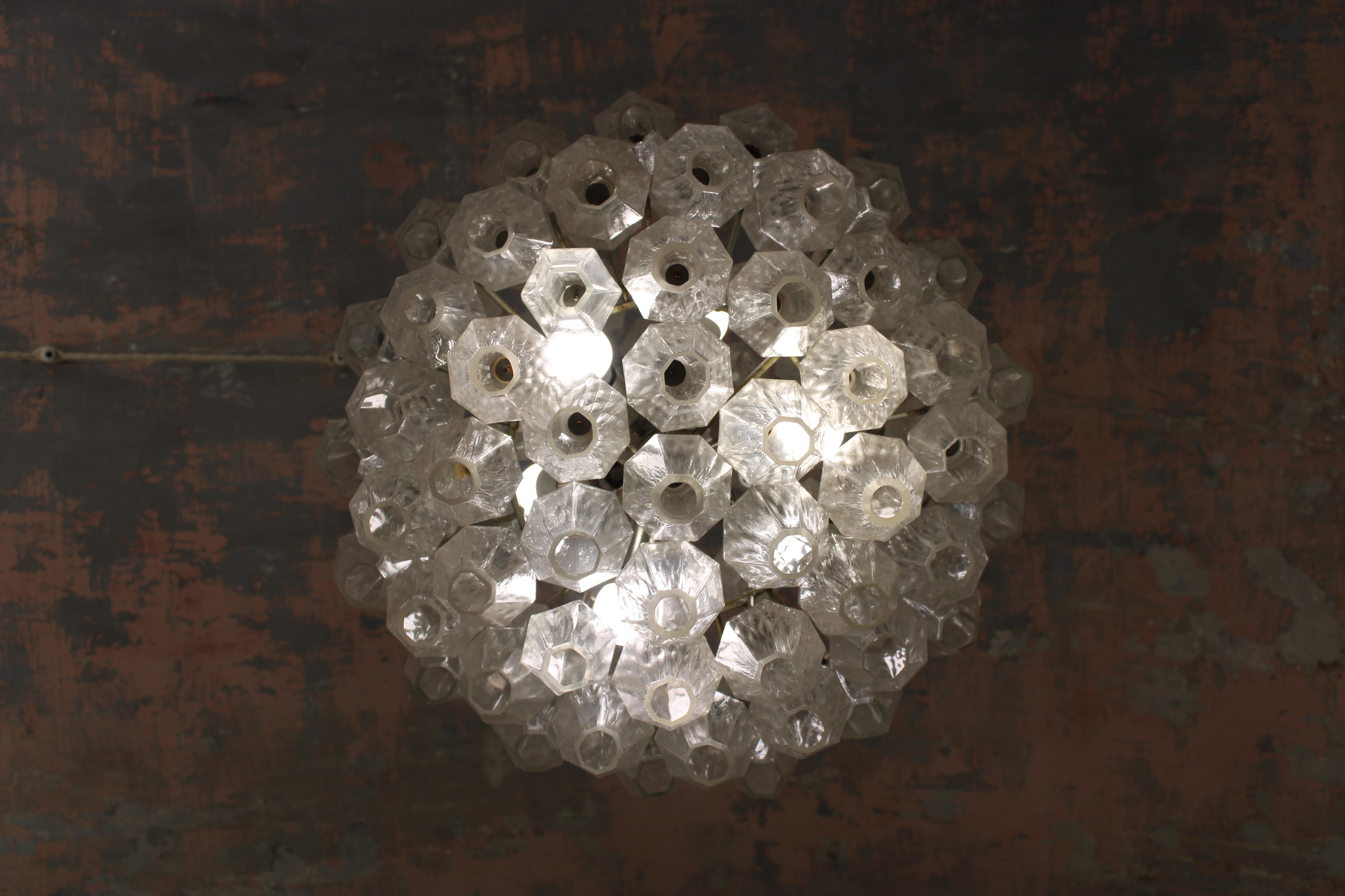 Mid-20th Century Venini Poliedro Chandelier Carlo Scarpa Round 1950s For Sale