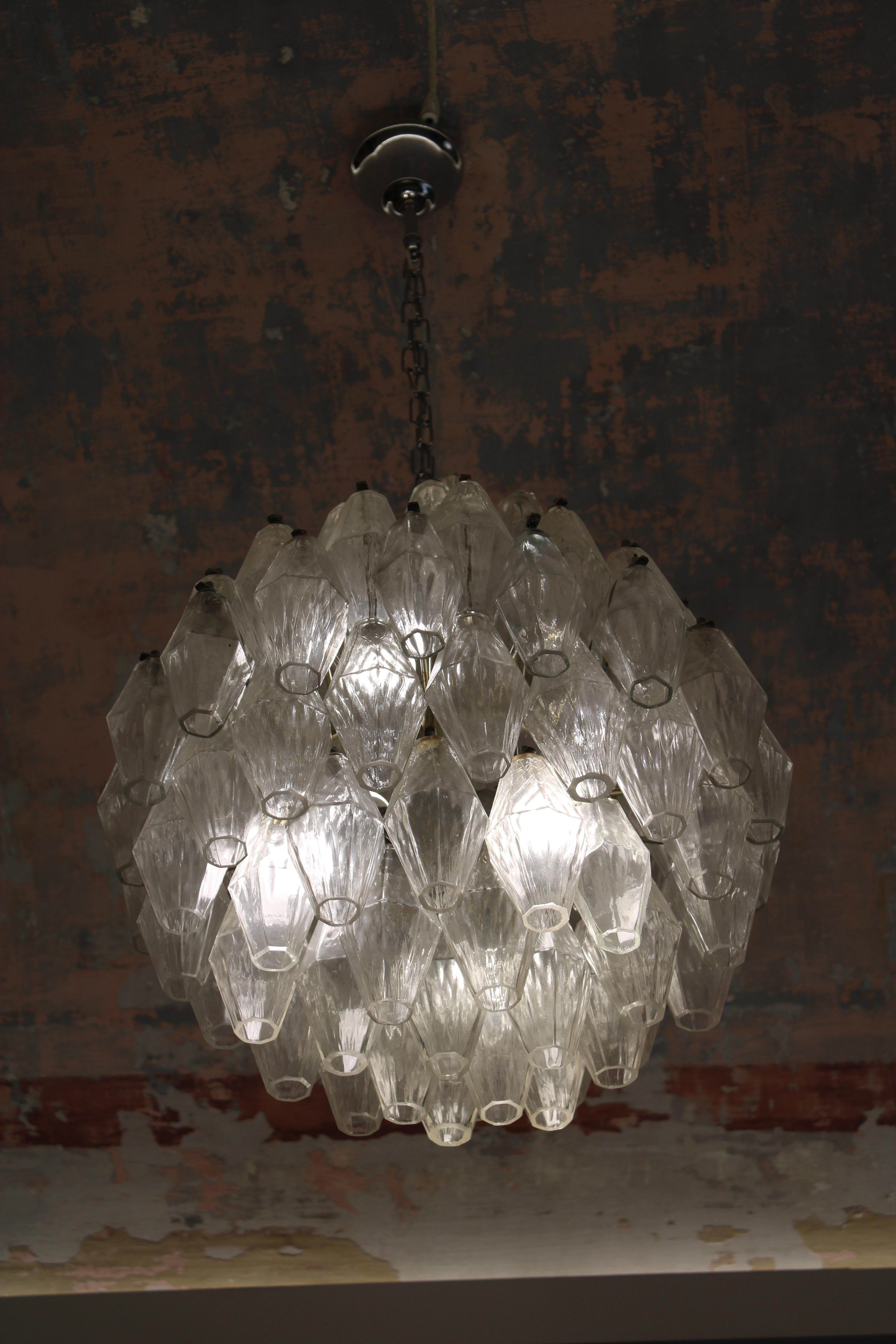 Murano Glass Venini Poliedro Chandelier Carlo Scarpa Round 1950s For Sale
