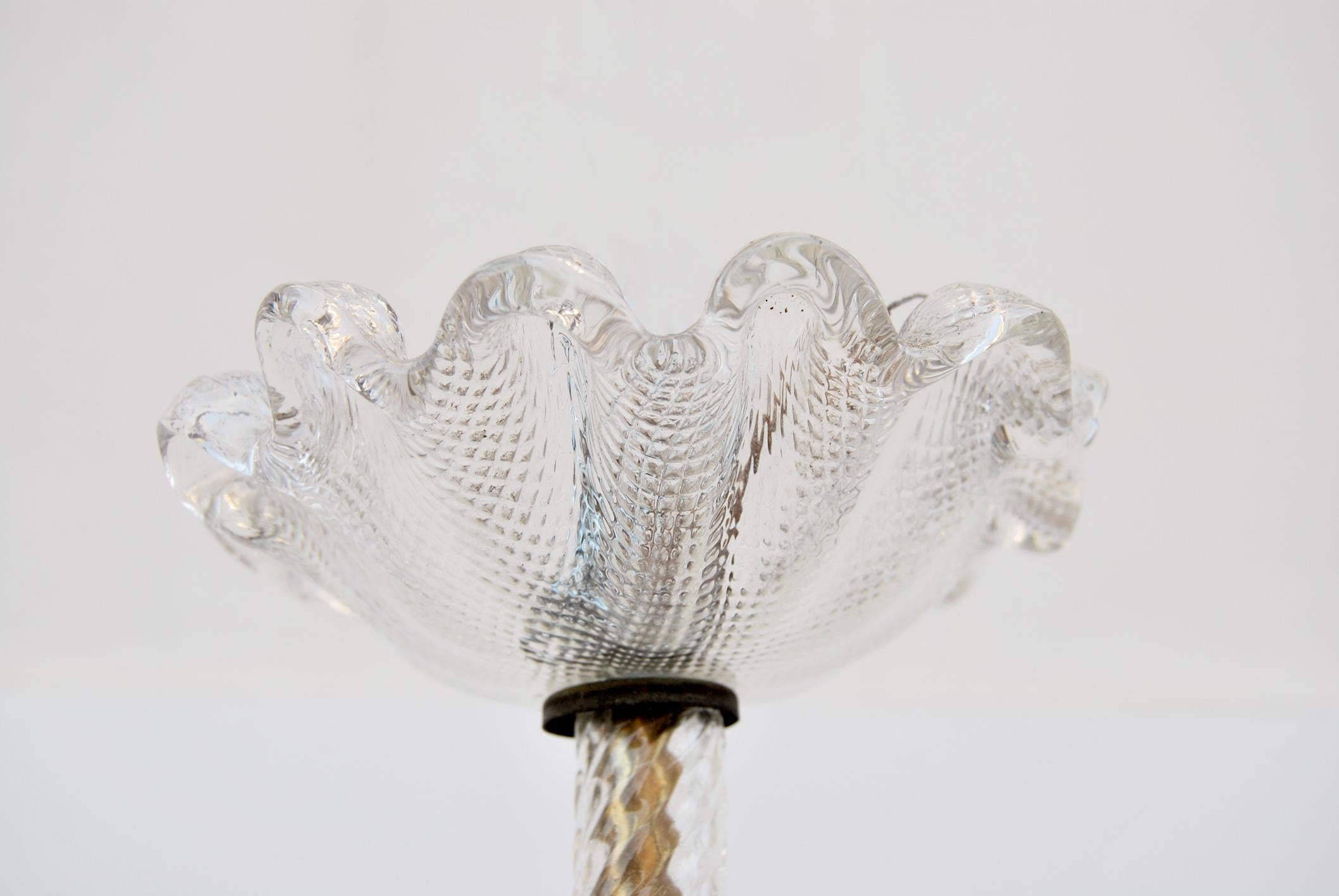 Italian Murano glass chandelier attributed to Barovier&Toso, Made in Italy, 1940s  For Sale
