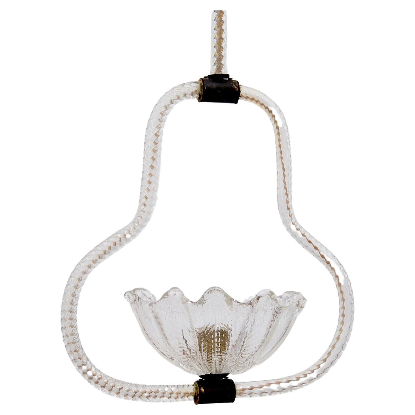 Murano glass chandelier attributed to Barovier&Toso, Made in Italy, 1940s  For Sale