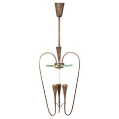 1940s vintage brass and glass chandelier design Pietro Chiesa for Fontana Arte