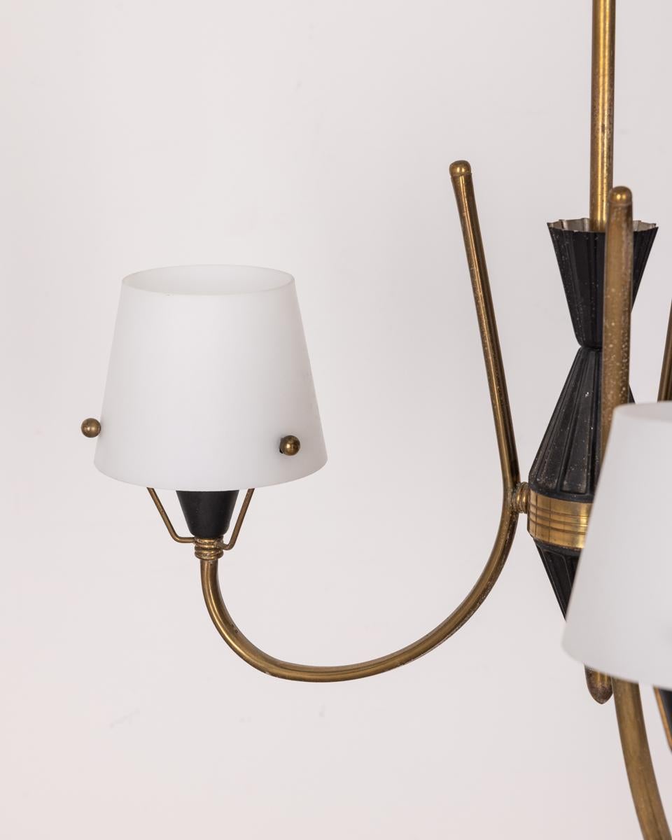 Mid-20th Century Vintage 1950s three-light glass chandelier Italian design For Sale