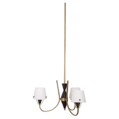 Vintage 1950s three-light glass chandelier Italian design