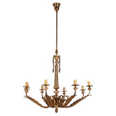 1950s vintage chandelier in golden brass Italian design