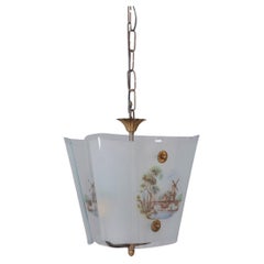 Araña vintage de los años 50 en vidrio decorado, diseño italiano