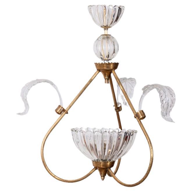 1950s vintage murano glass chandelier Italian design For Sale