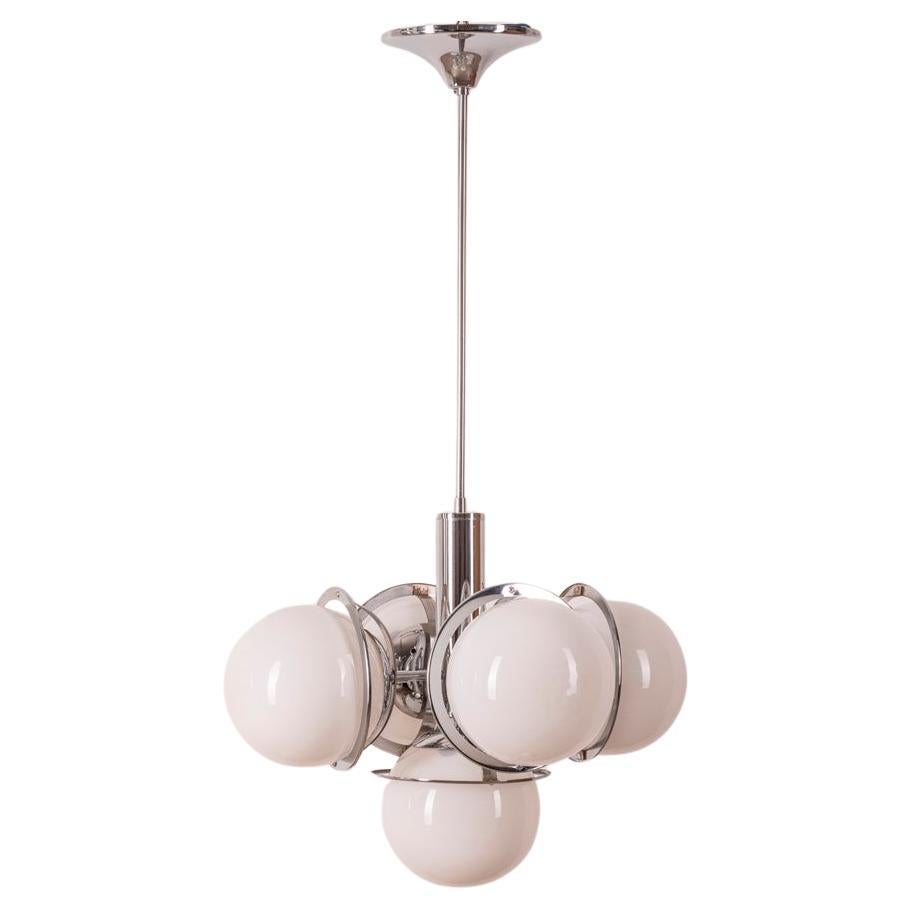 1960s vintage chrome metal and glass chandelier Sciolari design
