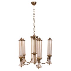 Retro 1960s brass and glass chandelier Japanese design