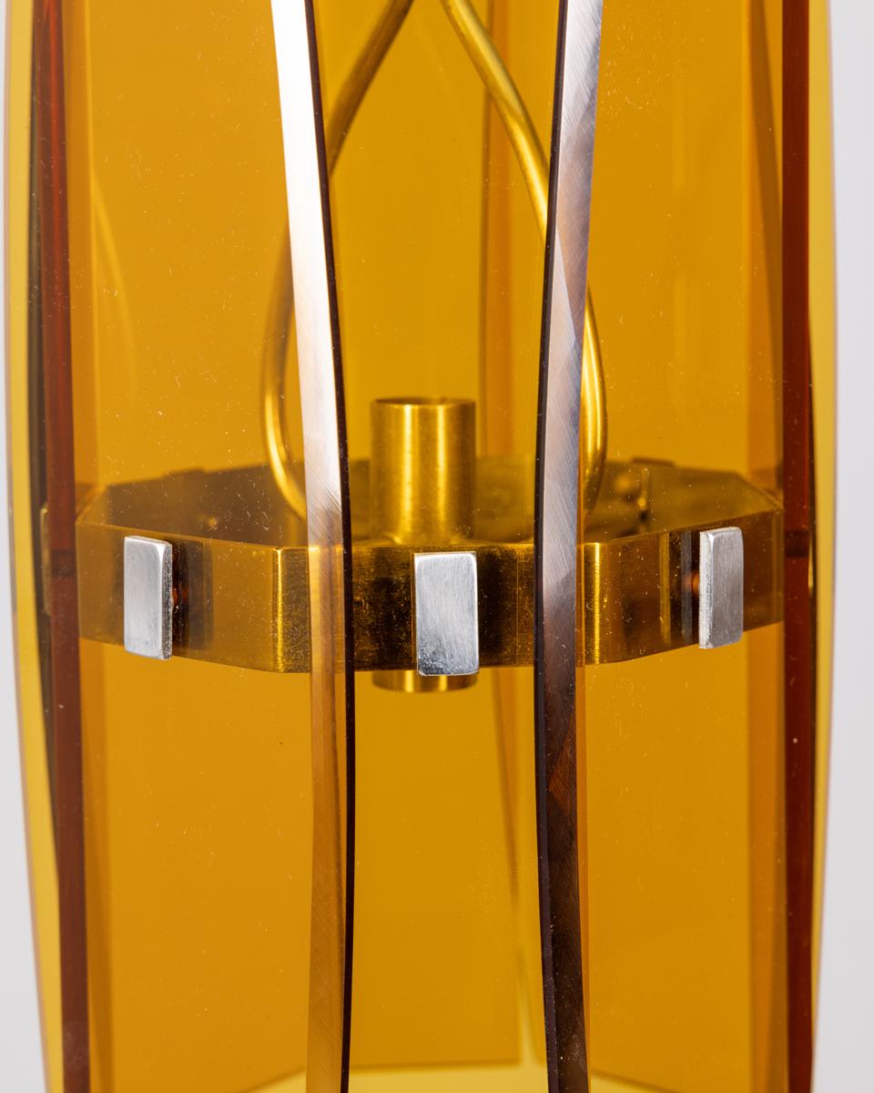 Lampadario vintage anni 60 in vetro ambrato design Italiano In condizioni buone in vendita a None, IT