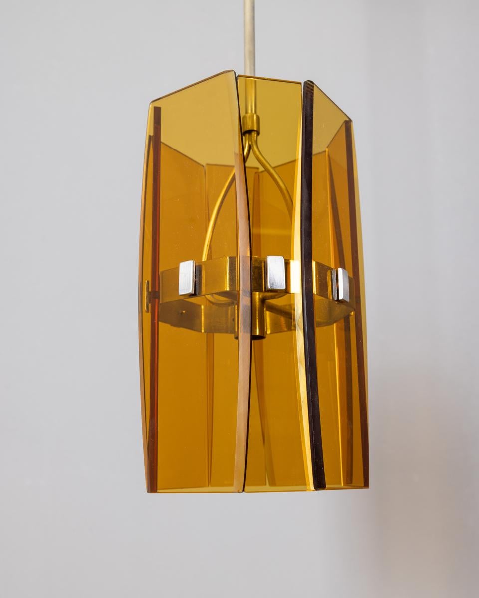 Mid-20th Century Lampadario vintage anni 60 in vetro ambrato design Italiano in vendita