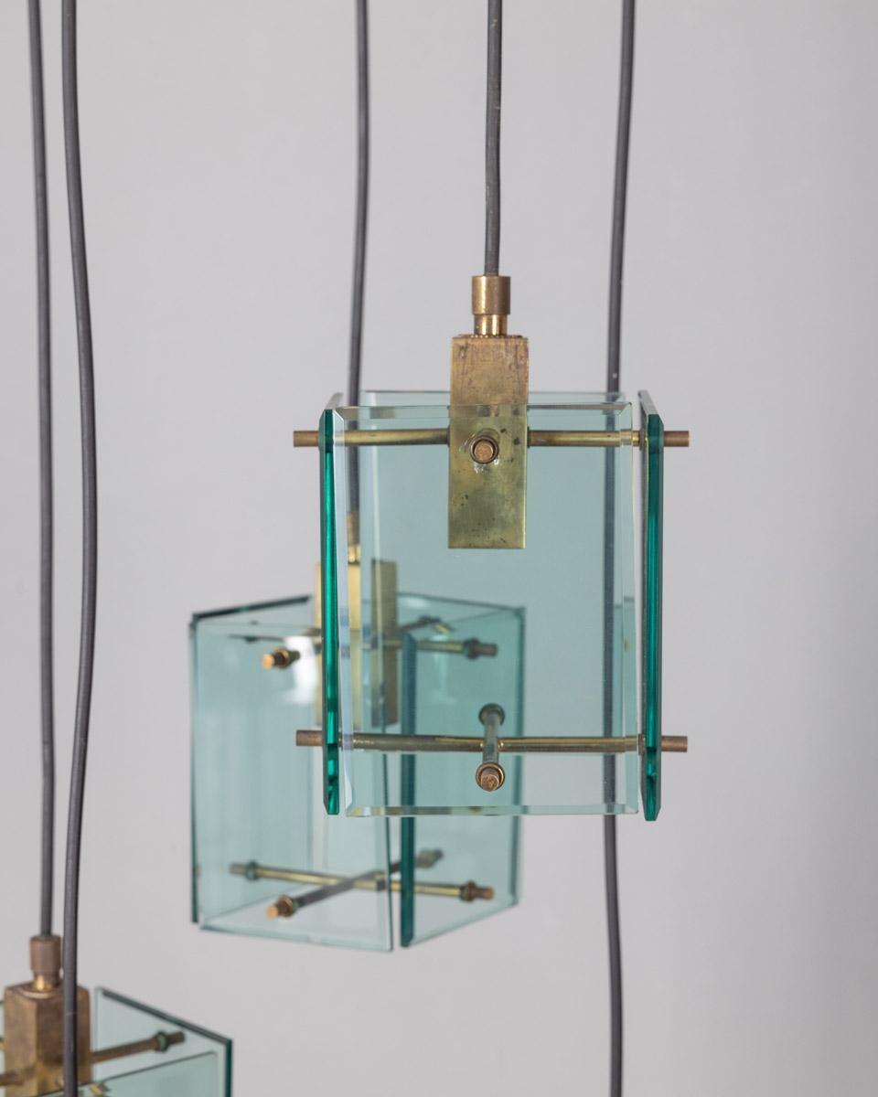 Mid-Century Modern Vintage 1960s glass chandelier design Studio Zeroquattro For Sale