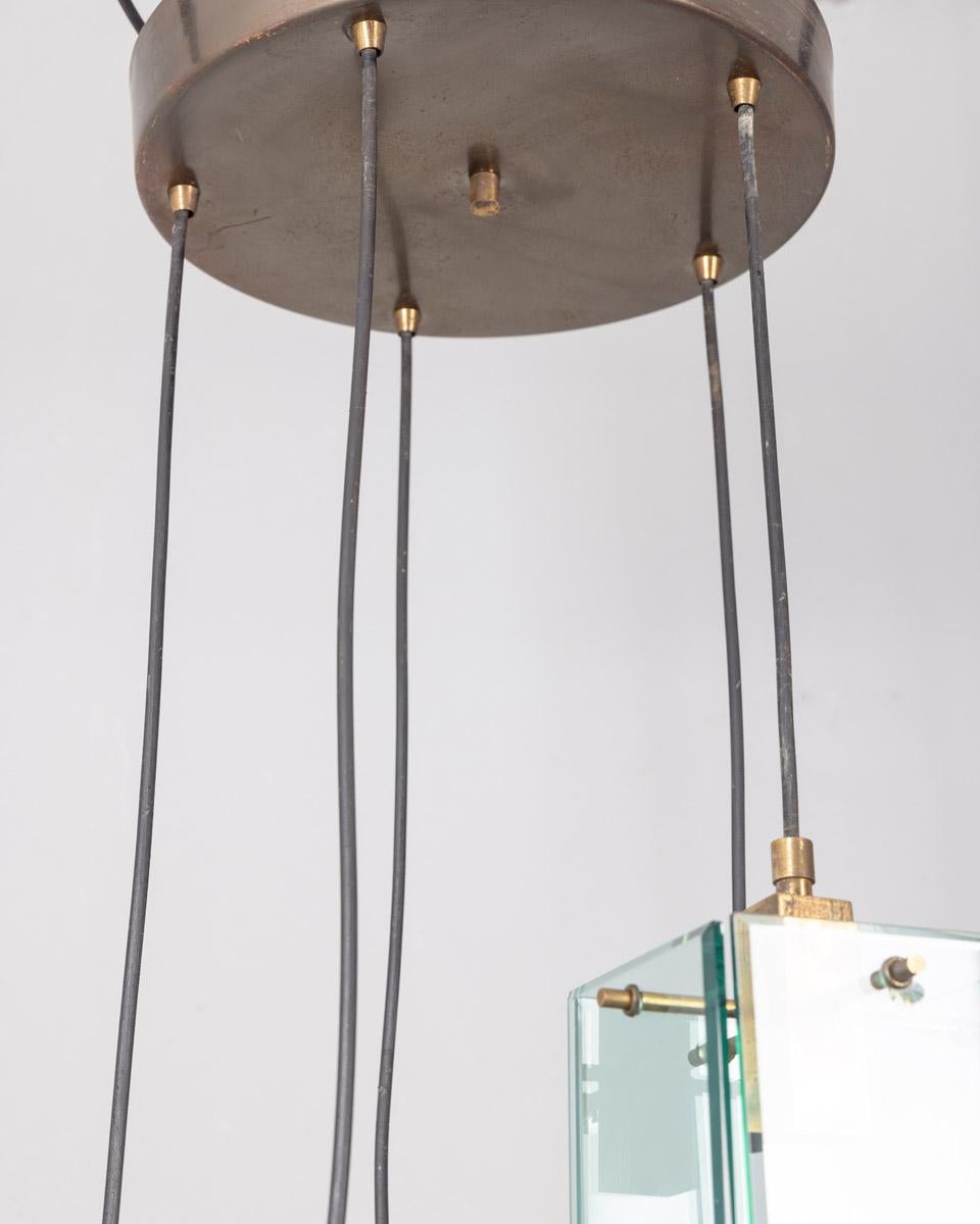Metal Vintage 1960s glass chandelier design Studio Zeroquattro For Sale