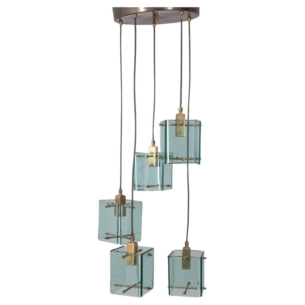 Vintage 1960s glass chandelier design Studio Zeroquattro For Sale