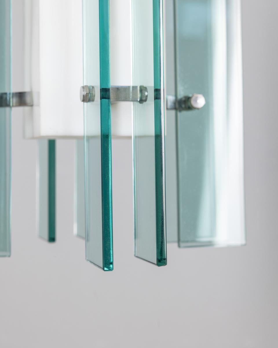 Modern Vintage 1960s glass and plastic chandelier Italian design For Sale