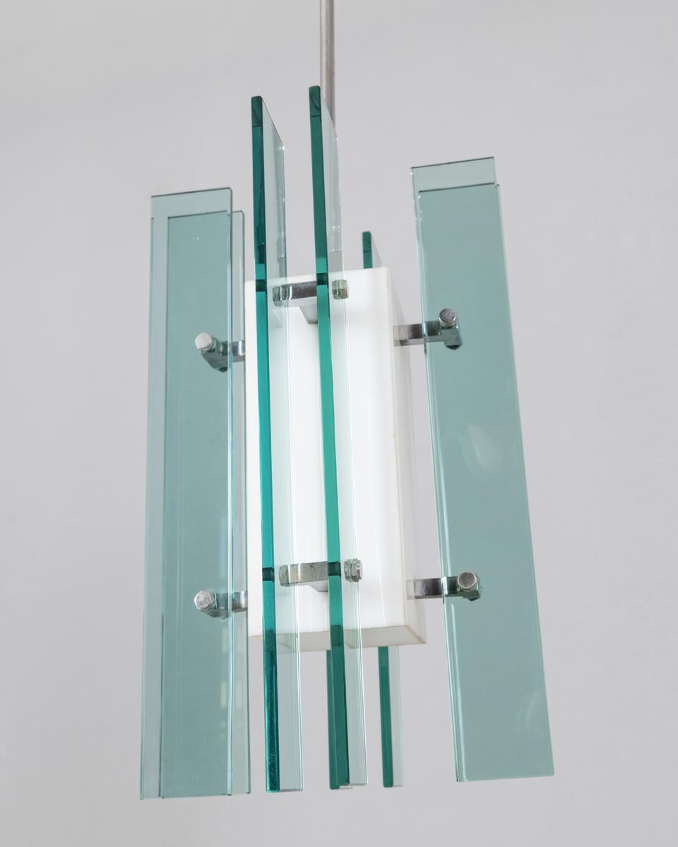 Mid-20th Century Vintage 1960s glass and plastic chandelier Italian design For Sale