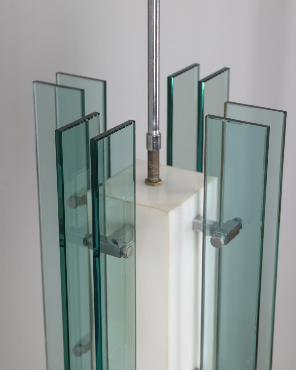Glass Vintage 1960s glass and plastic chandelier Italian design For Sale