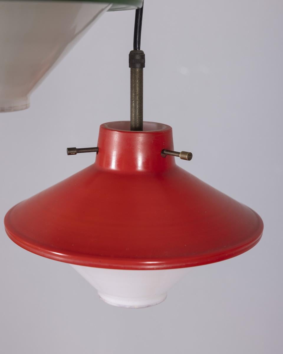 1960er Vintage-Kronleuchter aus farbigem Glas Design Stilnovo im Angebot 2