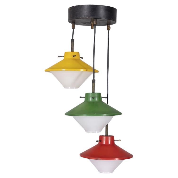 Lustre vintage des années 1960 en verre coloré Stilnovo