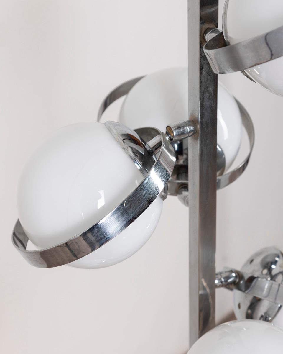 70s vintage chandelier with adjustable glass spheres Italian design For Sale 2