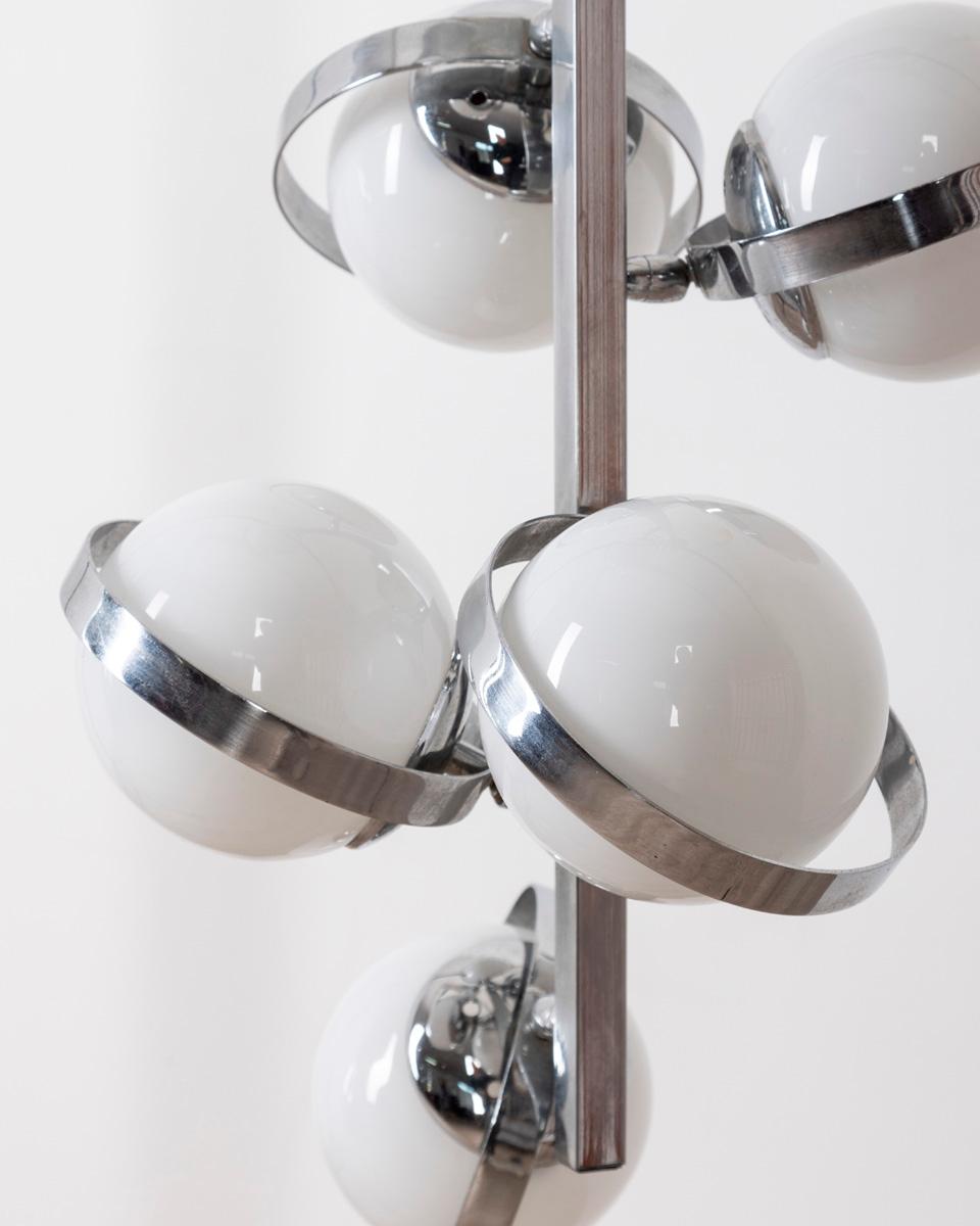 70s vintage chandelier with adjustable glass spheres Italian design For Sale 3