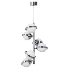 Lampadario vintage anni 70 con sfere vetro regolabili design Italiano